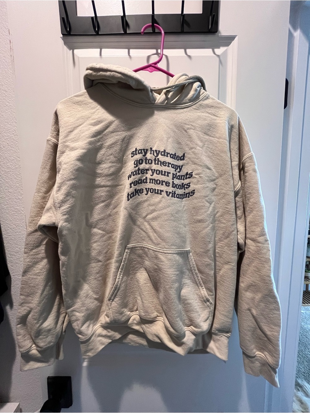 Stay Hydrated Graphic Hoodie - Cream Cozy Pullover